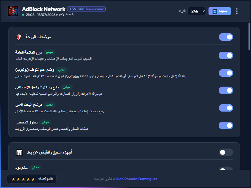 AdBlock Network Dashboard Dark Mode