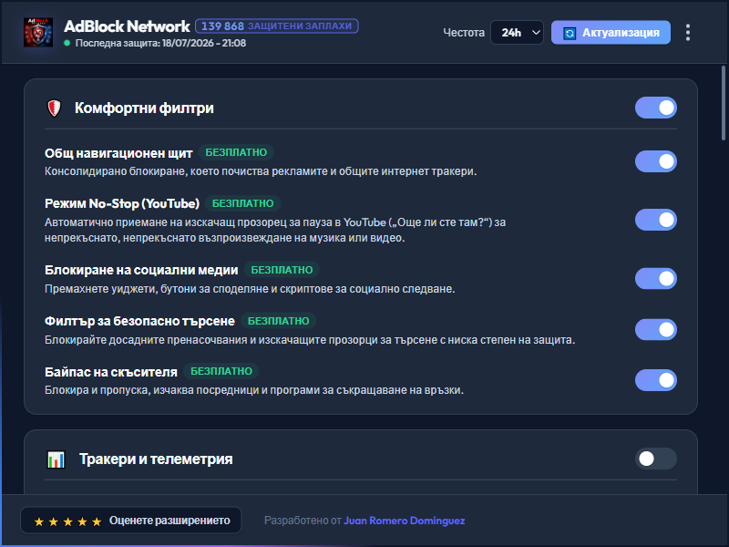 AdBlock Network Dashboard Dark Mode