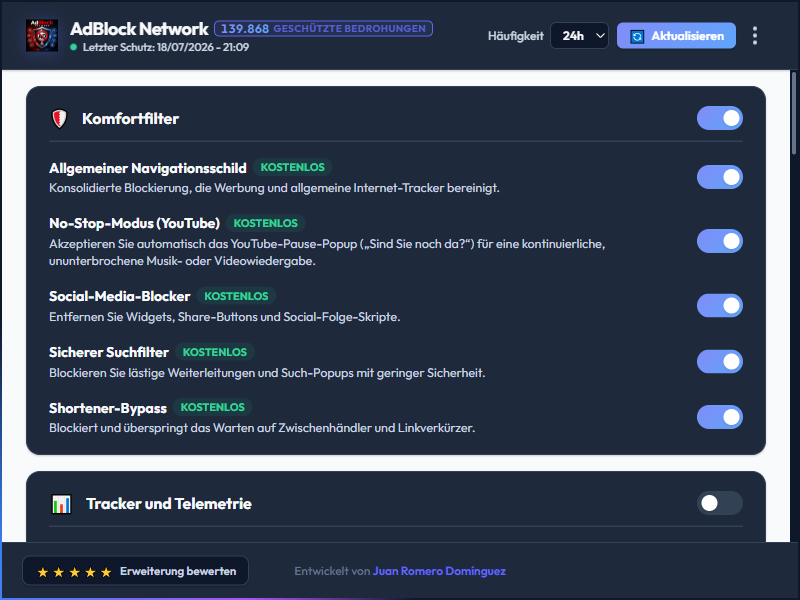 AdBlock Network Dashboard Dark Mode