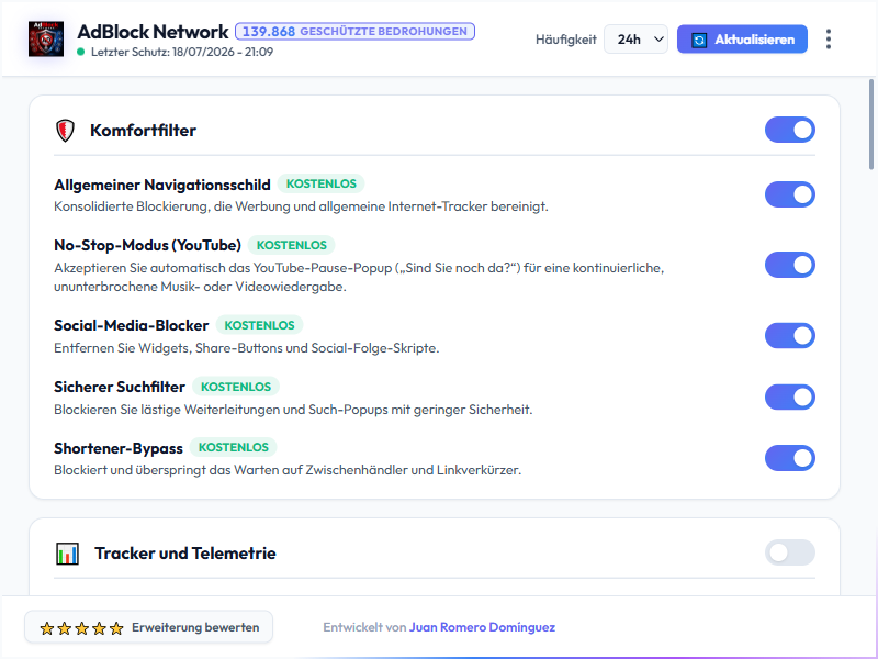 AdBlock Network Dashboard Light Mode