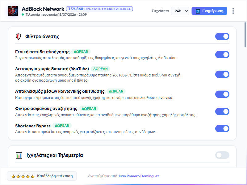 AdBlock Network Dashboard Light Mode