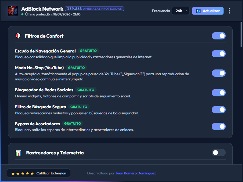 AdBlock Network Dashboard Dark Mode