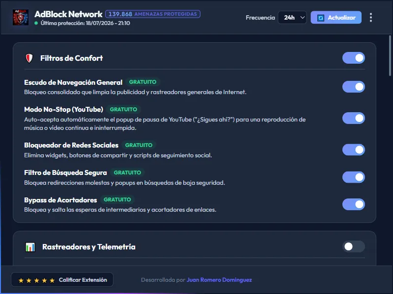 AdBlock Network Dashboard Dark Mode