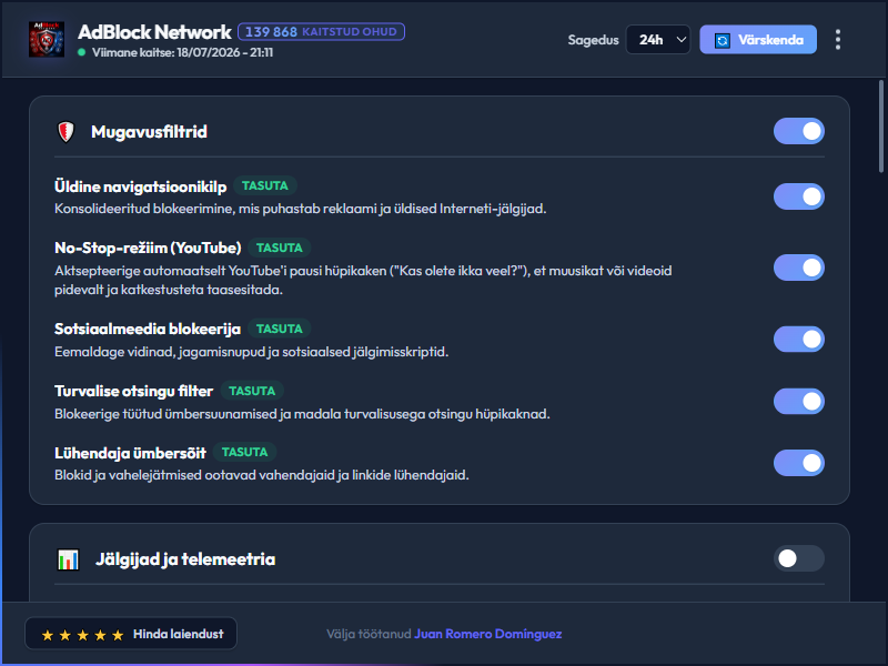 AdBlock Network Dashboard Dark Mode