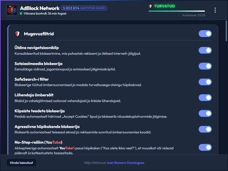 AdBlock Network Dashboard Dark Mode