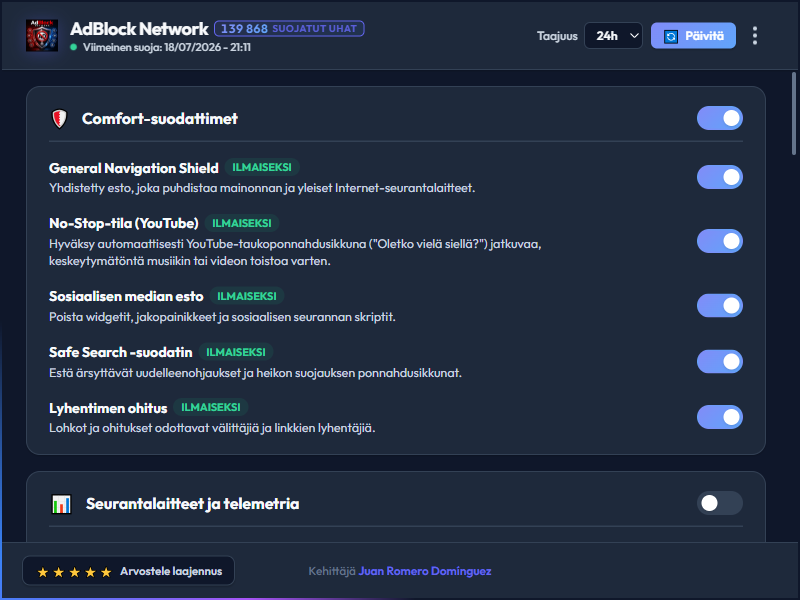 AdBlock Network Dashboard Dark Mode