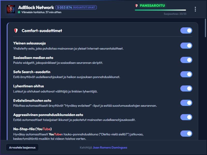 AdBlock Network Dashboard Dark Mode