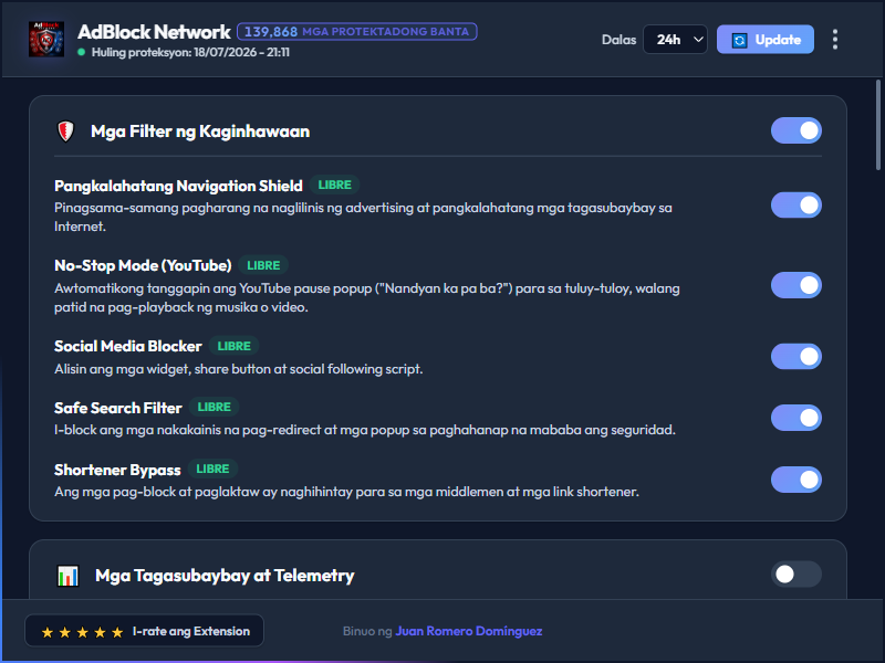 AdBlock Network Dashboard Dark Mode