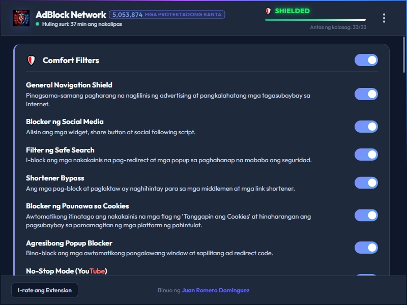 AdBlock Network Dashboard Dark Mode