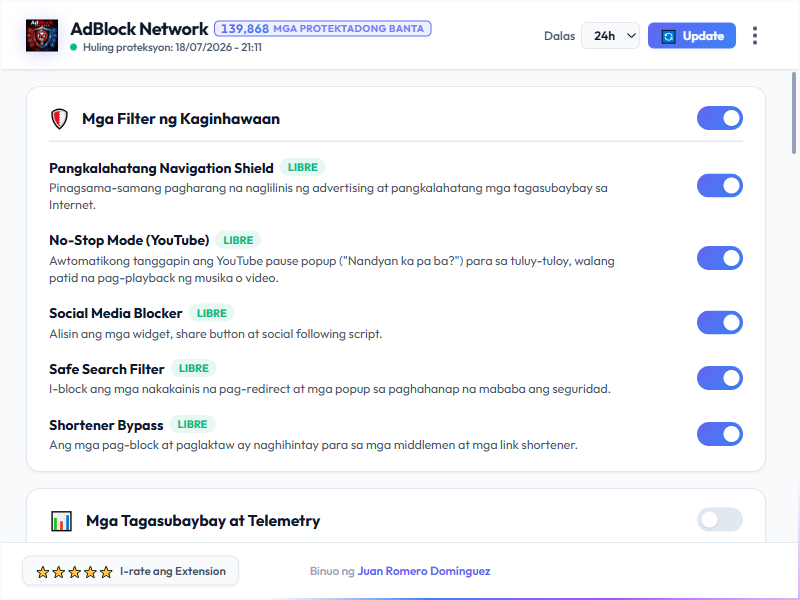 AdBlock Network Dashboard Light Mode