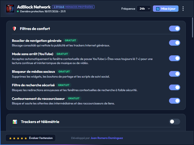 AdBlock Network Dashboard Dark Mode