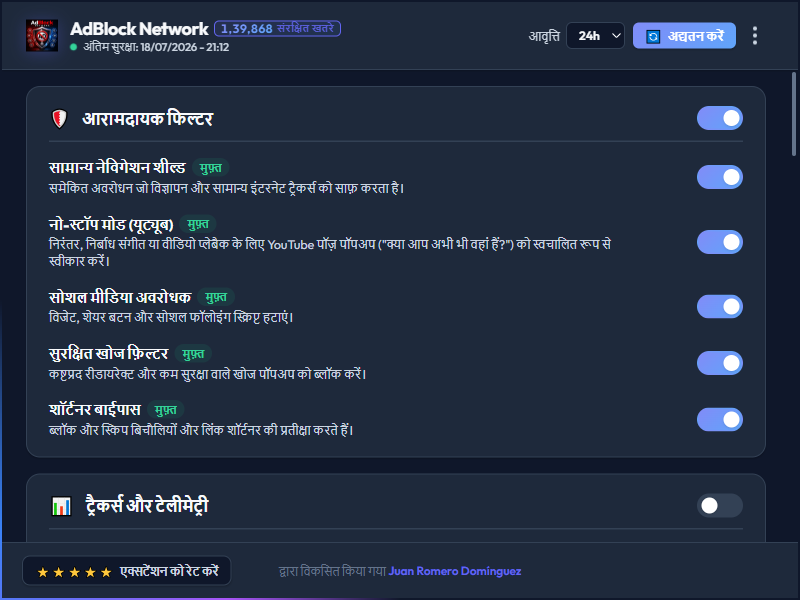 AdBlock Network Dashboard Dark Mode