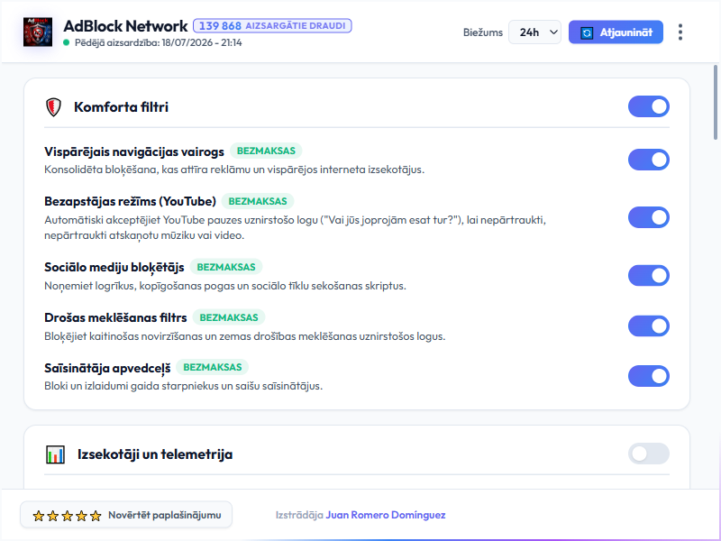 AdBlock Network Dashboard Light Mode