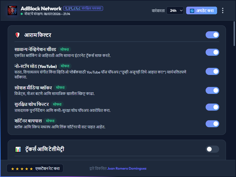 AdBlock Network Dashboard Dark Mode