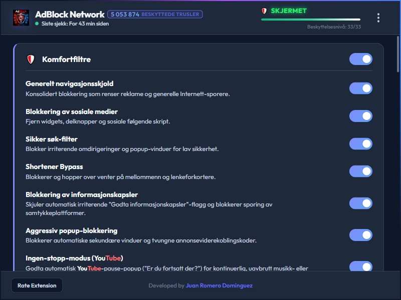AdBlock Network Dashboard Dark Mode