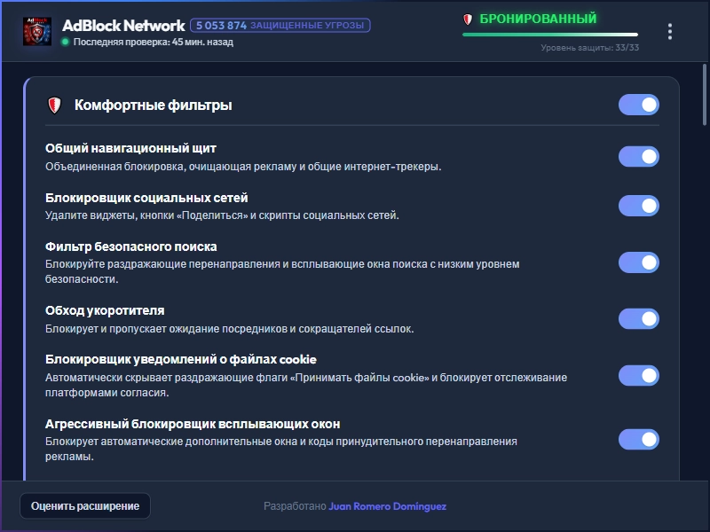 AdBlock Network Dashboard Dark Mode