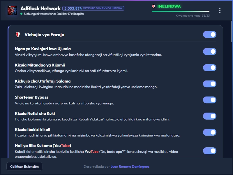 AdBlock Network Dashboard Dark Mode