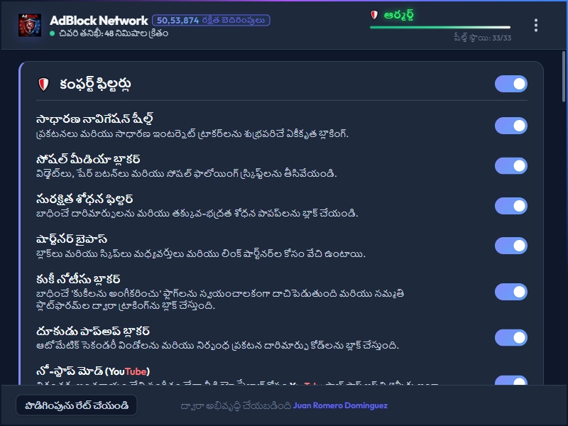 AdBlock Network Dashboard Dark Mode