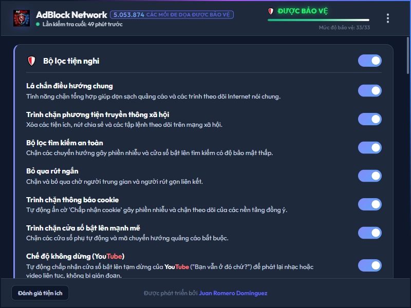 AdBlock Network Dashboard Dark Mode